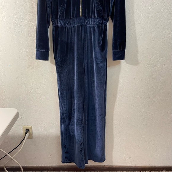 Fabletics Women's Navy Blue Velour Wide-Leg  Zip Front Jumpsuit Large Casual - Picture 8 of 14